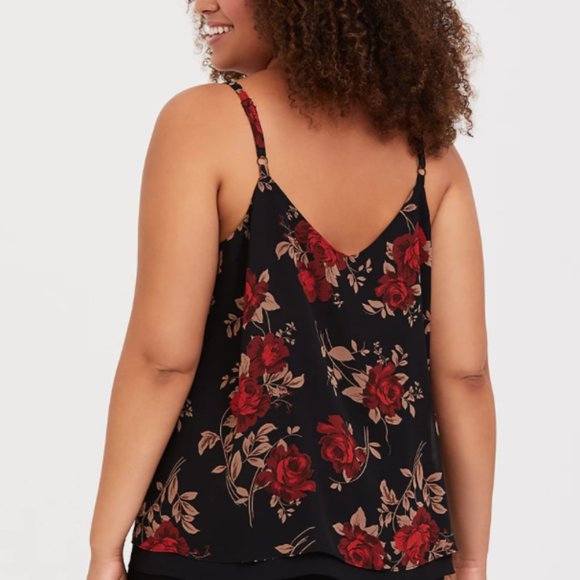 TORRID Size 5 Black & Red Floral Swing Cam… - Picture 3 of 7